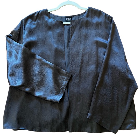 Eileen Fisher Silk Jacket in Peat Brown, Size 1X - Picture 2 of 9